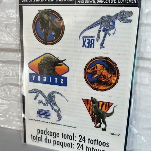 24 pcs Jurassic World Temporary Tattoos - Picture 2 of 3